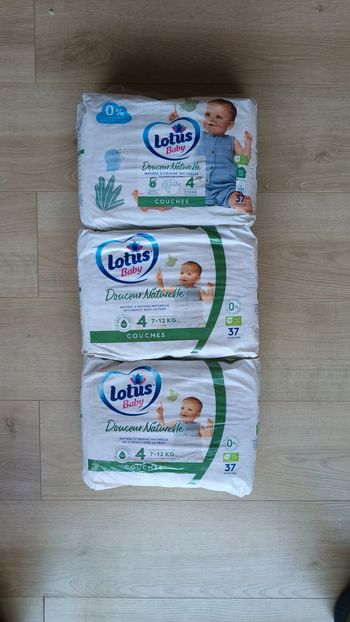 3 paquets de couches Lotus taille 4 