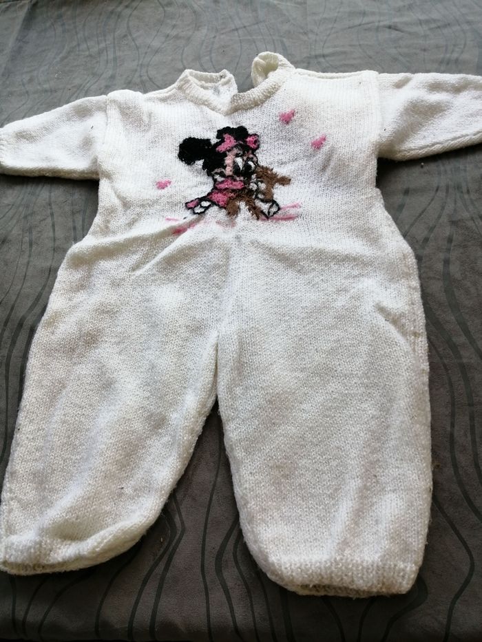 combinaison blanche 1 an tricotée main Phildar