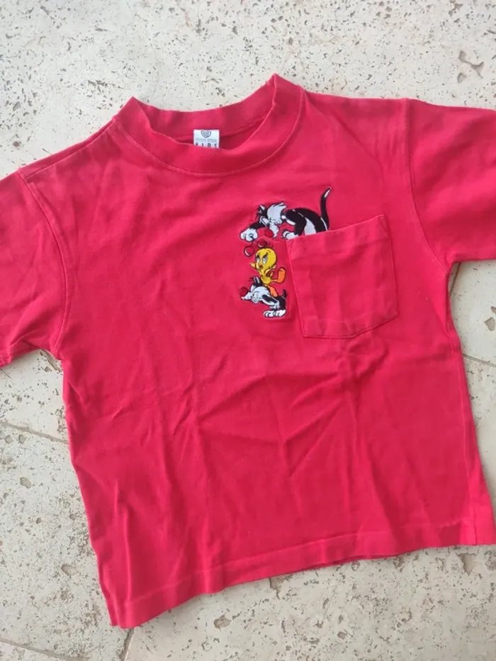 Tee shirt vintage titi et gros minet taille S enfant 10 ans - photo numéro 2