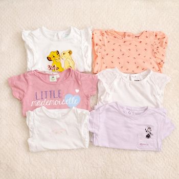 Lot de 6 blouses manches courtes 12 mois fille comme neuf