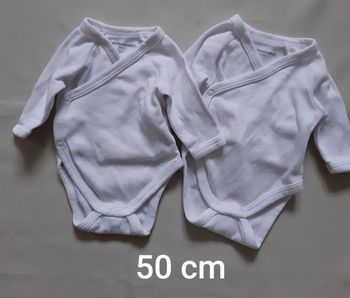Lot de 2 bodies manches longues blancs mixtes  garçon / fille - Vertbaudet - naissance