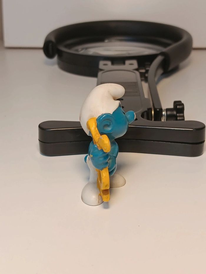 Figurine vintage schleich 1974 Schtroumpf harpe made in hong kong - photo numéro 2