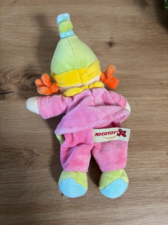 Doudou lutin poupée rose jaune vert nicotoy - photo numéro 3