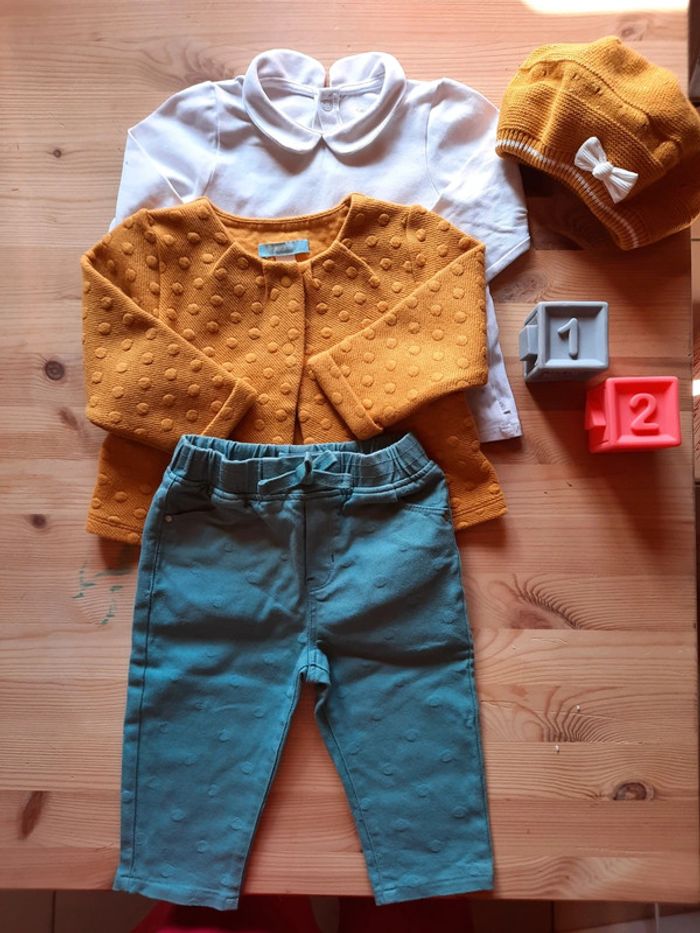 Ensemble tenue, veste et bonnet Obaïbi 12 mois ou 74 cm - photo numéro 2