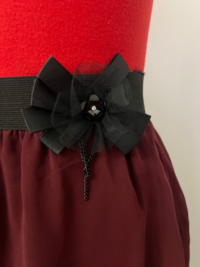 Jupe voile bordeaux à dentelle noire Kwoman - photo numéro 3