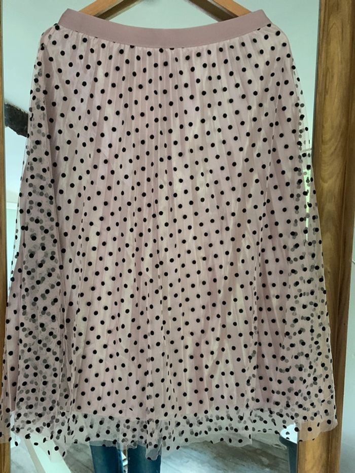 Jupe longue tulle rose à pois taille L/XL - photo numéro 7