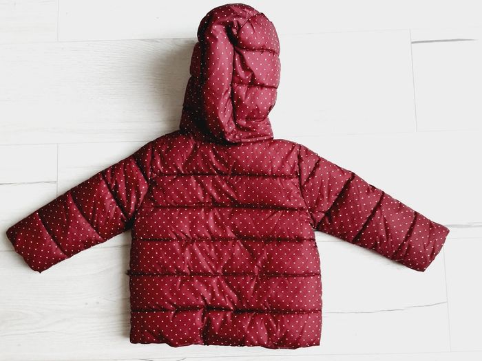 Vêtement bébé fille manteau veste blouson bordeaux à pois blancs 2 ans - photo numéro 2