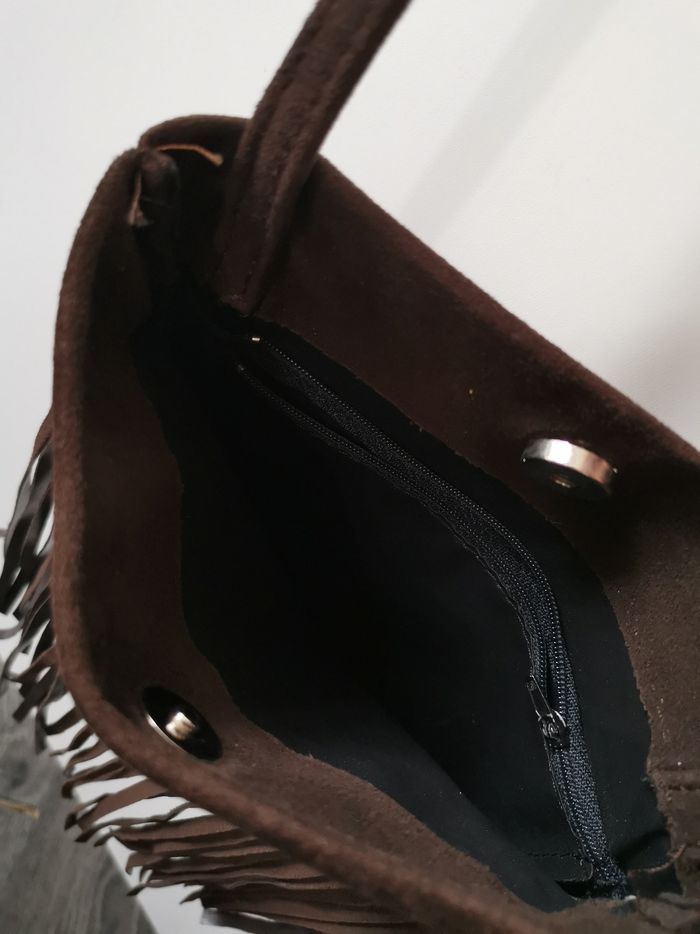 Sac bandoulière cuir nubuck couleur marron 💘 - photo numéro 5