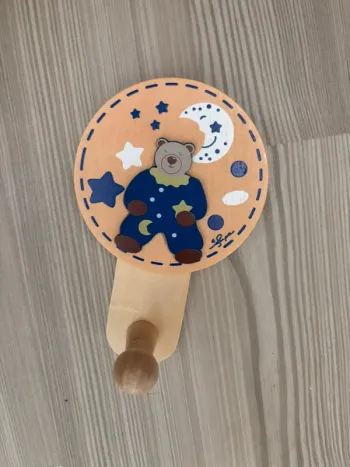Petit porte manteau ourson bois neuf