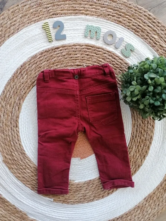 Pantalon bordeaux - Gémo - 12 mois - photo numéro 3