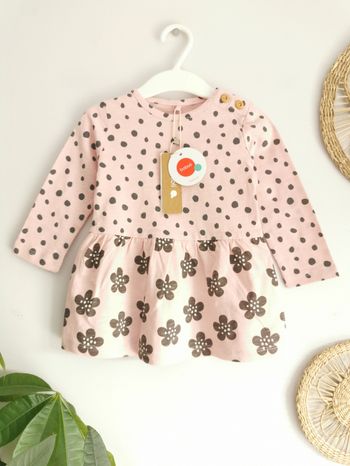 Robe rose pâle fleurs et pois Boboli 12 Mois