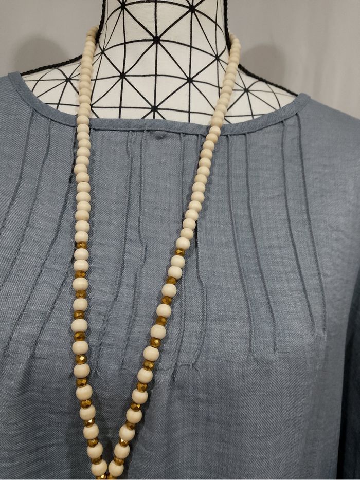 Chemise ample grise  grande taille 54 – col plissé, ourlet irrégulier et style nomade chic - photo numéro 6