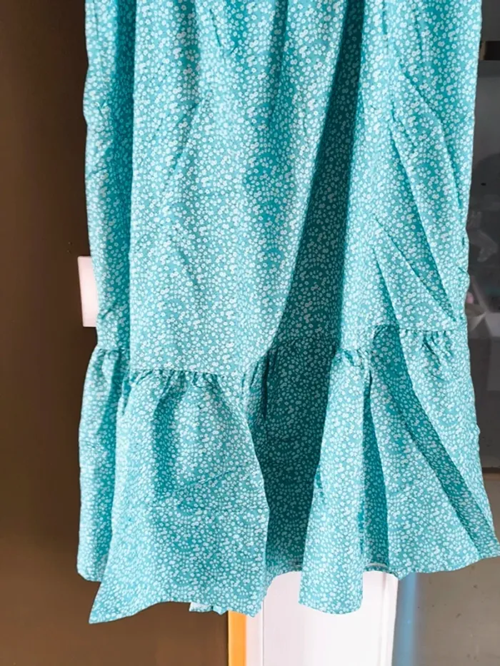 Robe mi longue à fleurs turquoises et blanches femme 42 - photo numéro 8