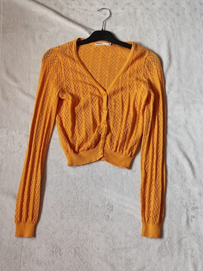 Cardigan court jaune taille XS - photo numéro 2