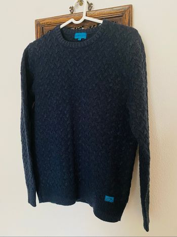 Pull tricot homme bleu marine S