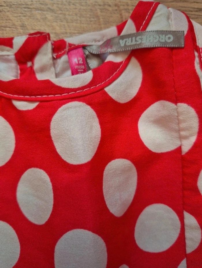 Robe rouge pois plissé et culotte cache couche - photo numéro 4