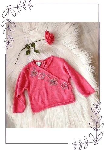 Pull acrylique bébé fille 24 mois broderies fleurs