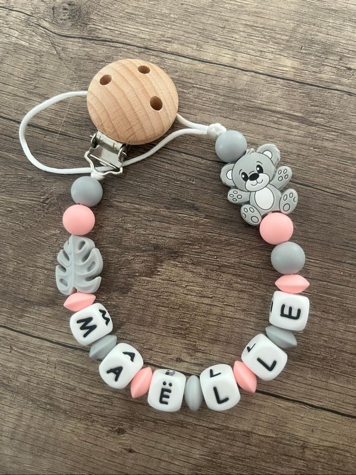 Attache tétine personnalisée ourson - photo numéro 2