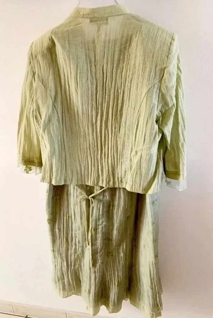 🫒 Ensemble robe + veste 46 vert anis - photo numéro 5