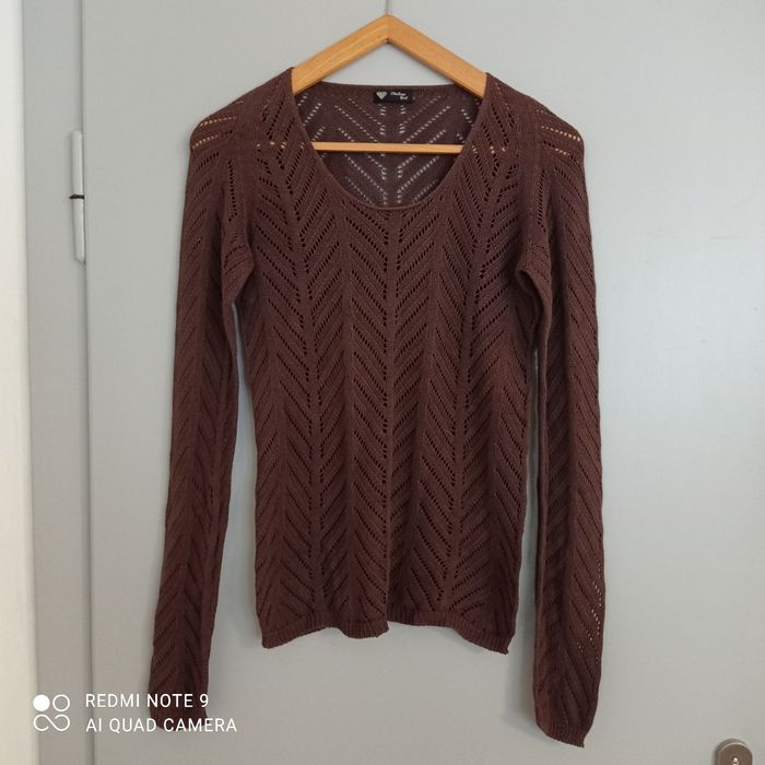 Pull marron ajouré t36/38 - photo numéro 3
