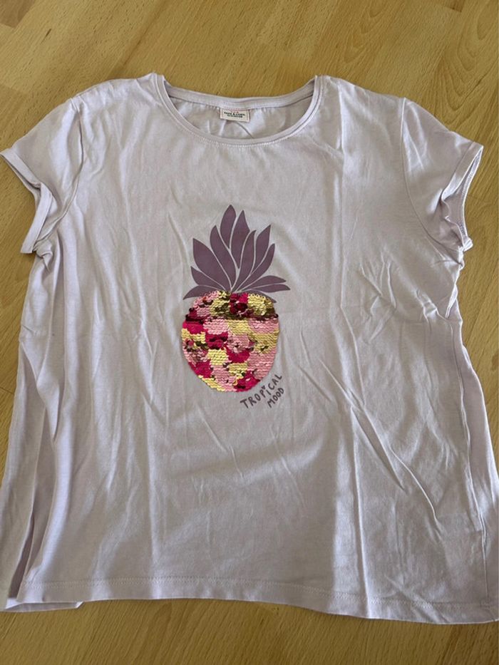 Tee-shirt parme motif sequins 12 ans Tape à l’œil