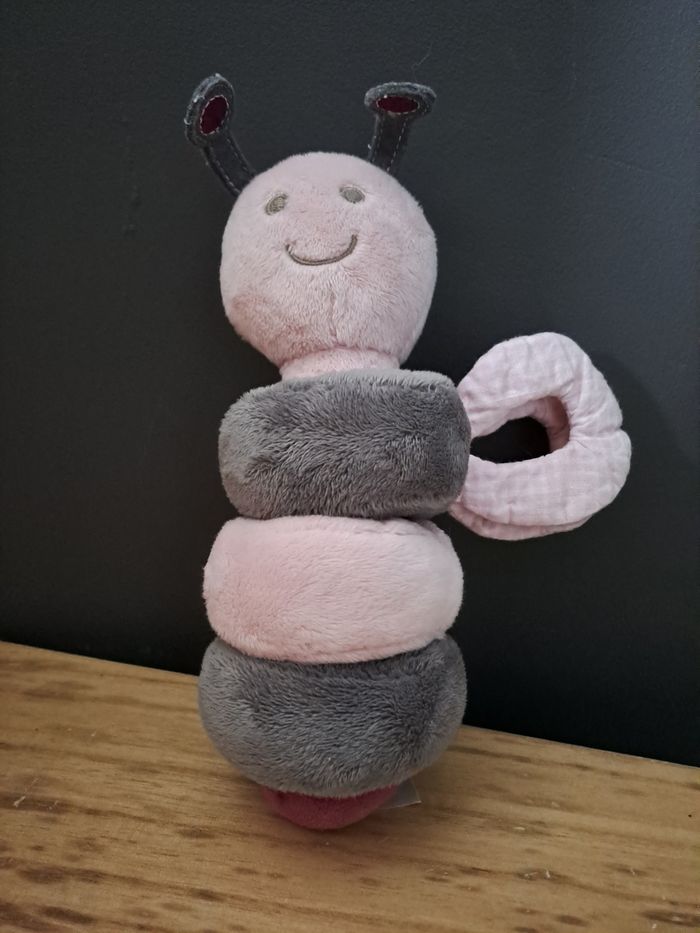 Hochet abeilles de rose et gris - photo numéro 2