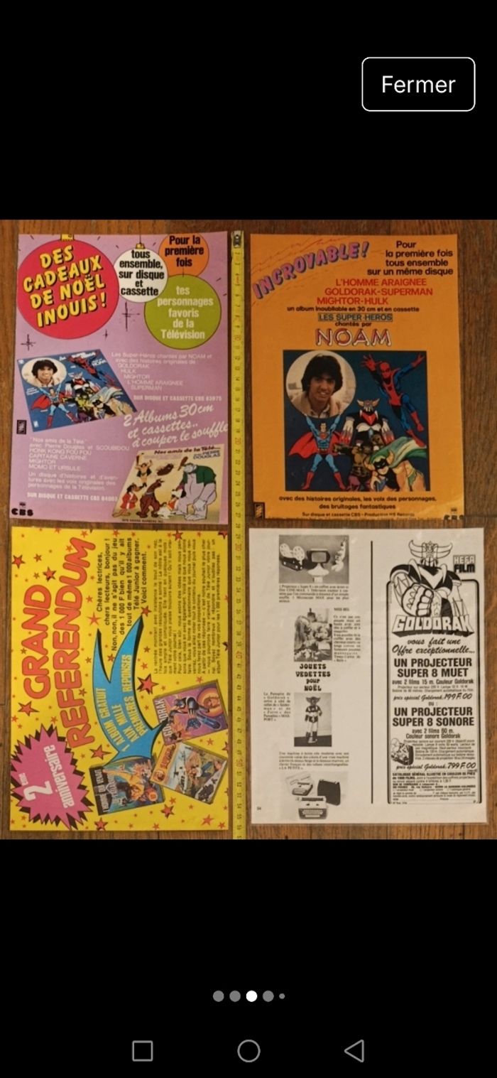 Lot de 21 anciennes publicités plastifiées Divers Goldorak Spiderman Vintage - photo numéro 3