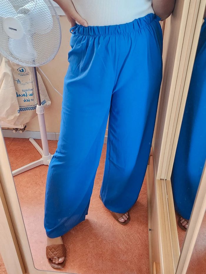Pantalon à jambes larges / palazzo bleu roi TU 36/40 - photo numéro 4