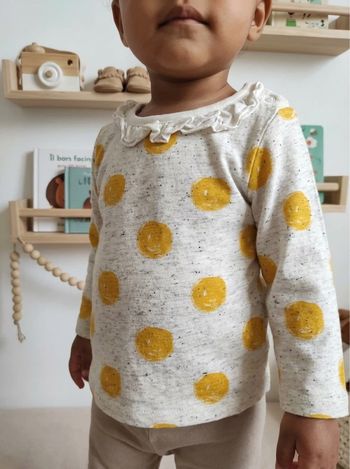 Haut bébé Orchestra T. 1 mois 54cm pois jaunes