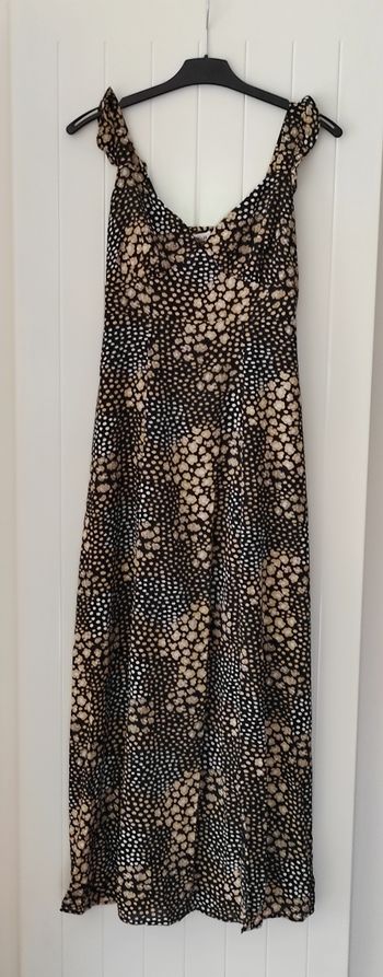 🐆 Robe longue à bretelles larges – Noir et beige – Excellent état- taille M