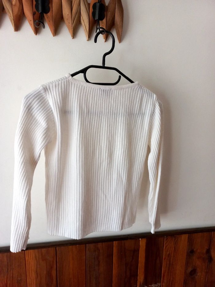 Pull blanc côtelé - photo numéro 2