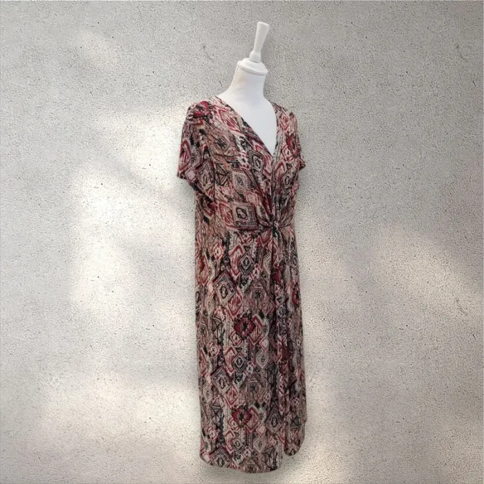 Robe longue fluide imprimée manches courtes décolleté en v 46/48 - photo numéro 3
