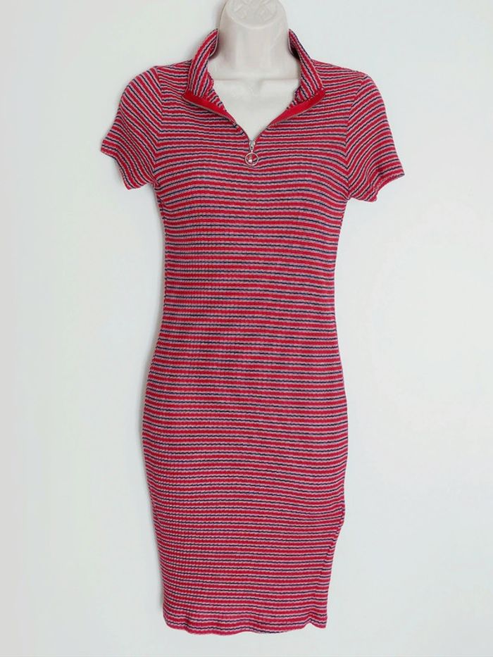 Robe pull polo rayures bordeaux marine blanc y2k / Jennyfer - 36/S à 38/M - photo numéro 5