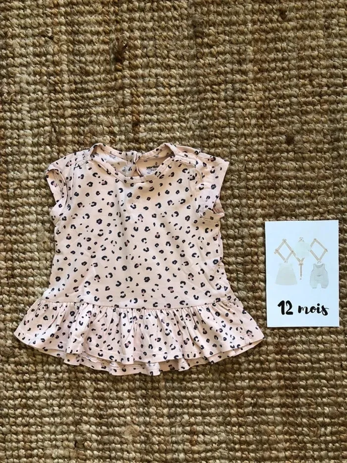 Tee-shirt bas volanté et imprimé léopard Vertbaudet