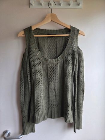Pull rainbow kaki taille s/m - épaules dénudées, détails cloutés