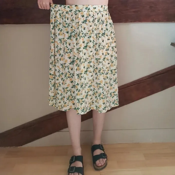 Jupe mi-longue crème jaune fleurie La Redoute - photo numéro 3