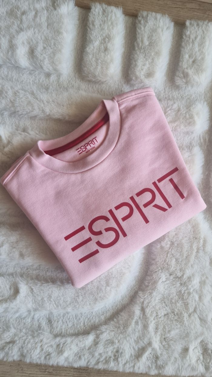 Sweat-shirt ras du cou et manches longues pour fille, rose, avec logo ESPRIT