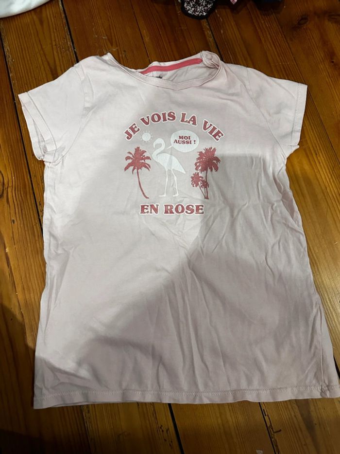 TEE shirt vertbaudet 10a flamant rose