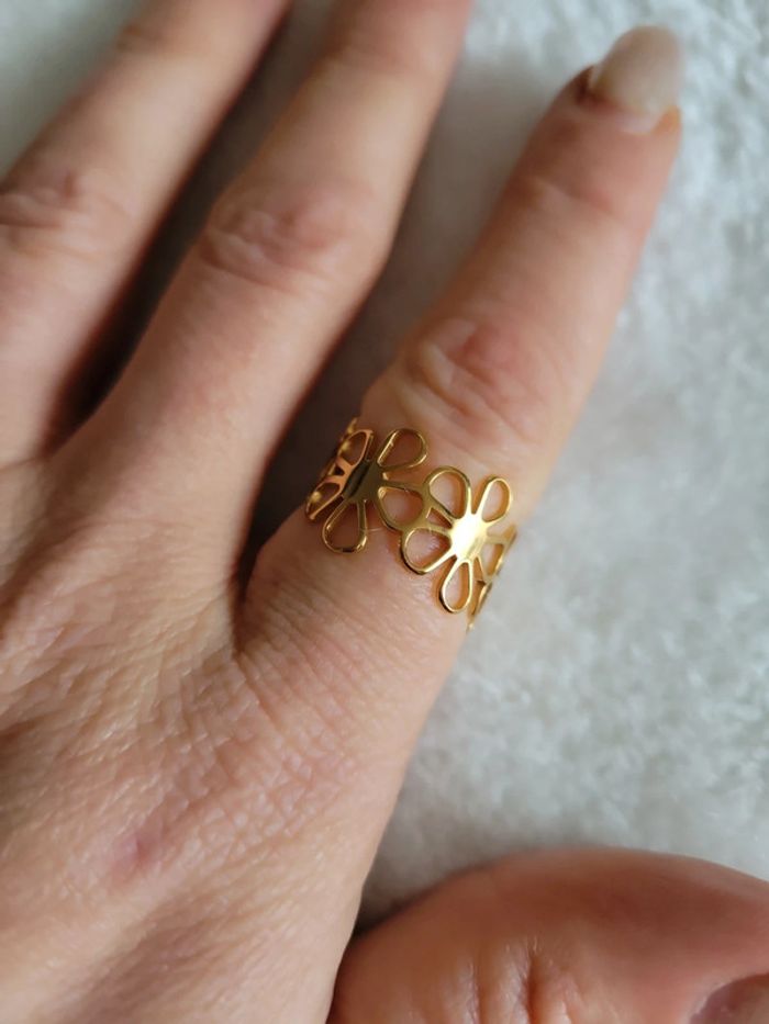 Bague fleur 🌸 ajustable acier