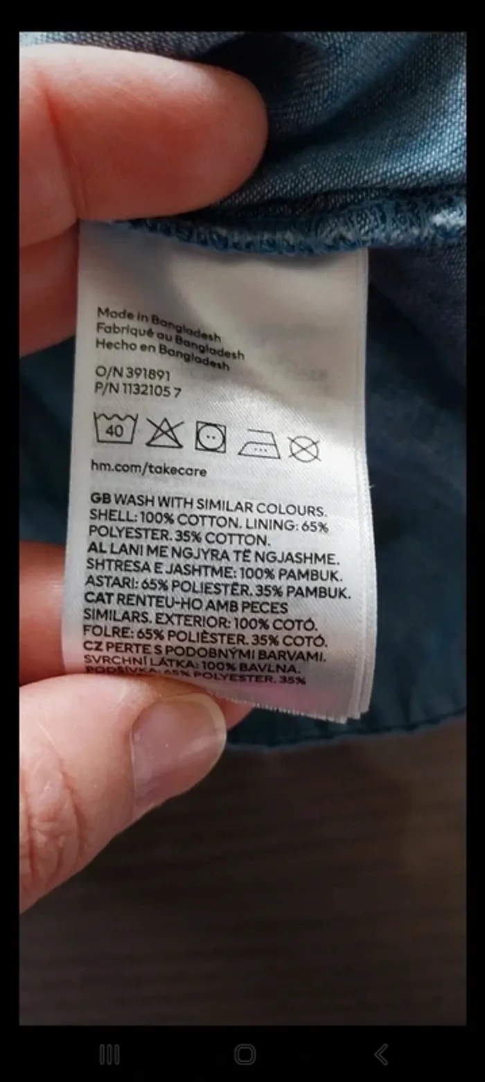 Robe courte en jean manches longues H&M neuve taille 74cm (6/9 mois) - photo numéro 3