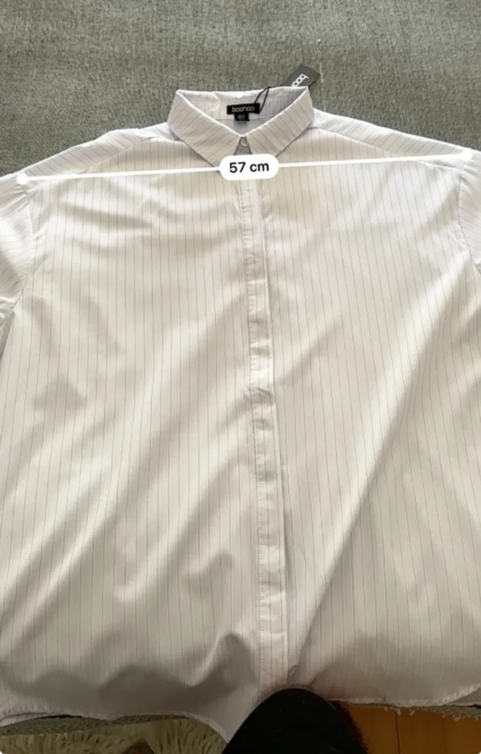 Boohoo – Chemise légère oversize blanche fines rayures – Taille 40 / UK 12 – Neuf - photo numéro 7