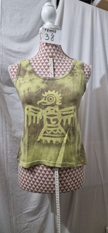 Débardeur, vert, en très très bon état, en coton, longueur 47cm,largeur d'épaule 30cm