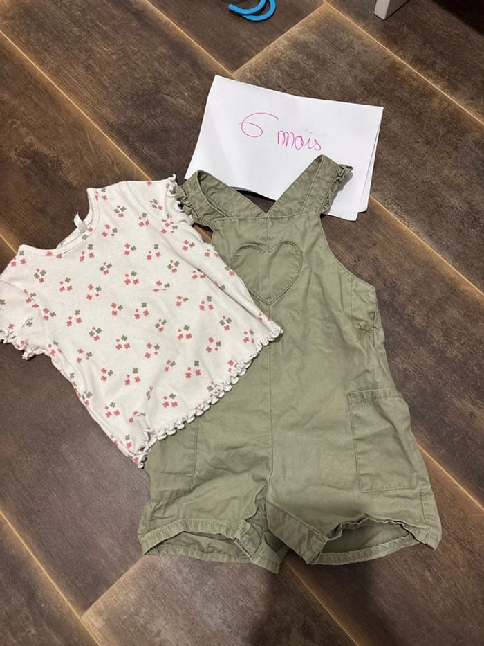 Salopette short + t-shirt manche courte