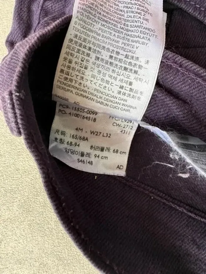 Jeans Levi's 505 W27 FR36 L32 coupe droite violet Femme Women pan567b - photo numéro 7