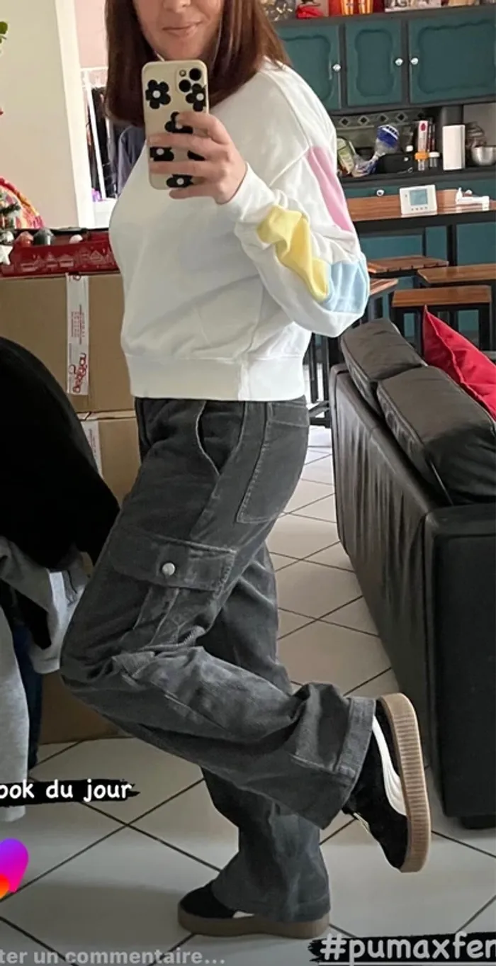Pantalon cargo large gris - photo numéro 6