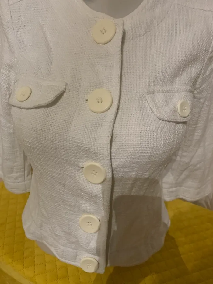 Veste courte Promod blanche 100%coton taille 42 manches3/4 - photo numéro 3