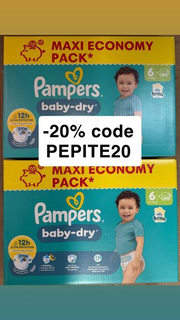 160 couches taille 6 Pampers baby dry