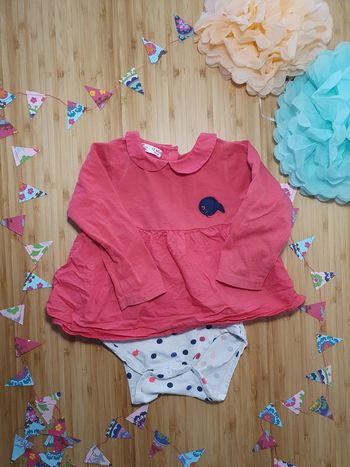 Robe DPAM 12 mois 74 cm manches longues body intégré