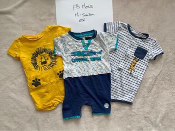 Lot de 3 combi short manches courtes- RG512 & in extenso - 18 mois - TBE