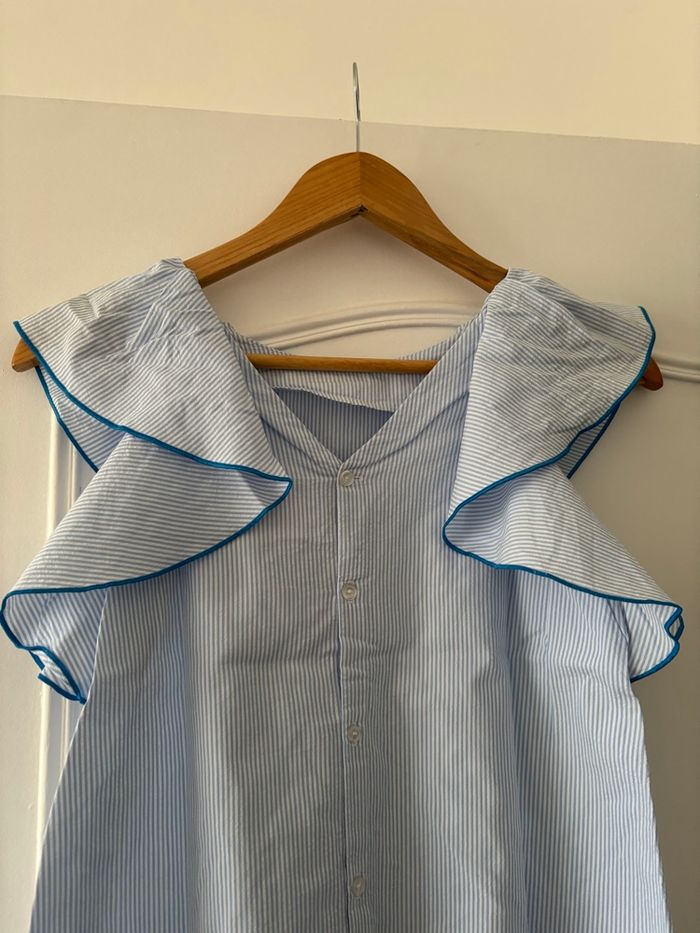 Blouse rayée bleu clair et blanc Jacadi 12 ans - photo numéro 6
